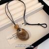 Vintage Colorful Dyeing Resin Necklaces for Women Fashion Simple Oval Pendant Sweater Chain Necklaces Winter Jewelry