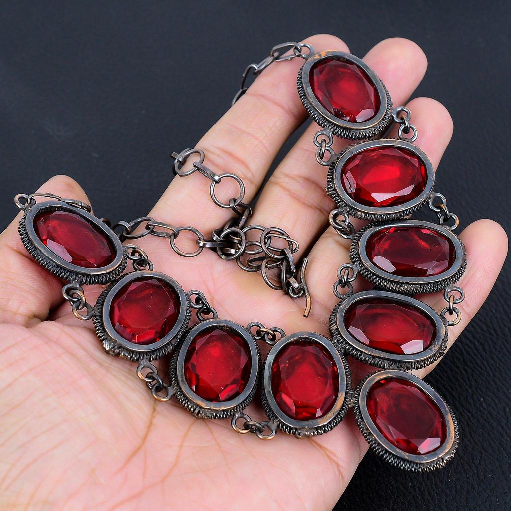 Garnet Necklace Gemstone Jewelry, 999 Copper Wire Wrapped Necklace, Adjustable Handmade Beautiful Jewelry Chain Necklace