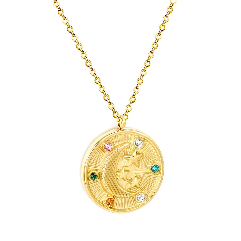 Moon Star Pendant Necklace Ladies Pendant Necklace Elegant Golden Stainless Steel Non Fade Necklace Luxury Jewellery Gifts