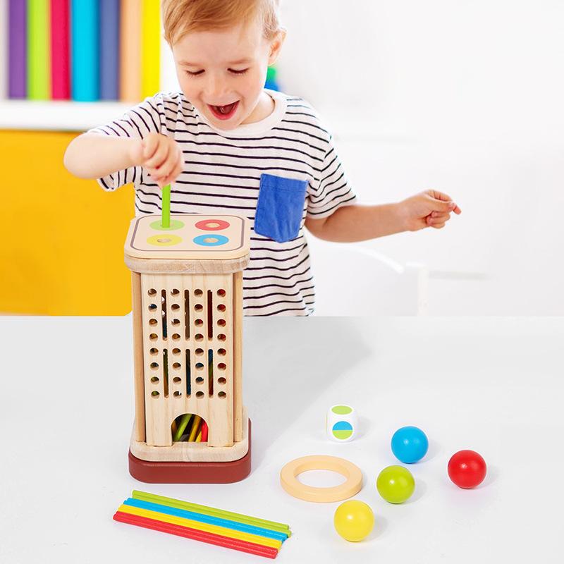 Wooden Children's Early Education 3-in-1 Drawing Stick Boys and Girls Treasure Color Classification Parent-Child Table Games Educational Toys