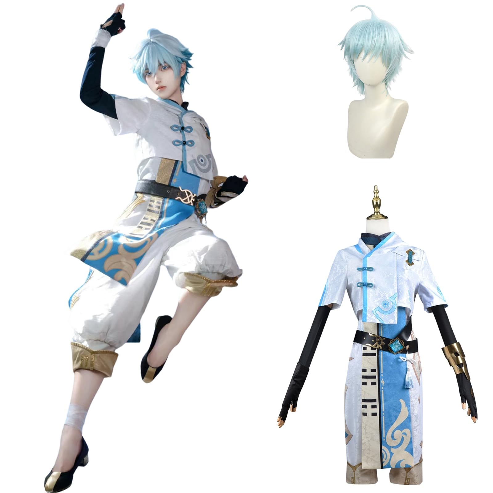 

Genshin Chongyun Cosplay Costume with Full Adult Costume for School Genshin Impact Cosplay with Size [Excellent Quality] Wig, Demon-Slaying Clan, Set,
