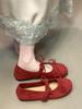 Ballet word with bow single shoes women's spring and autumn soft-soled flat-soled grandma beanie ladyshoes