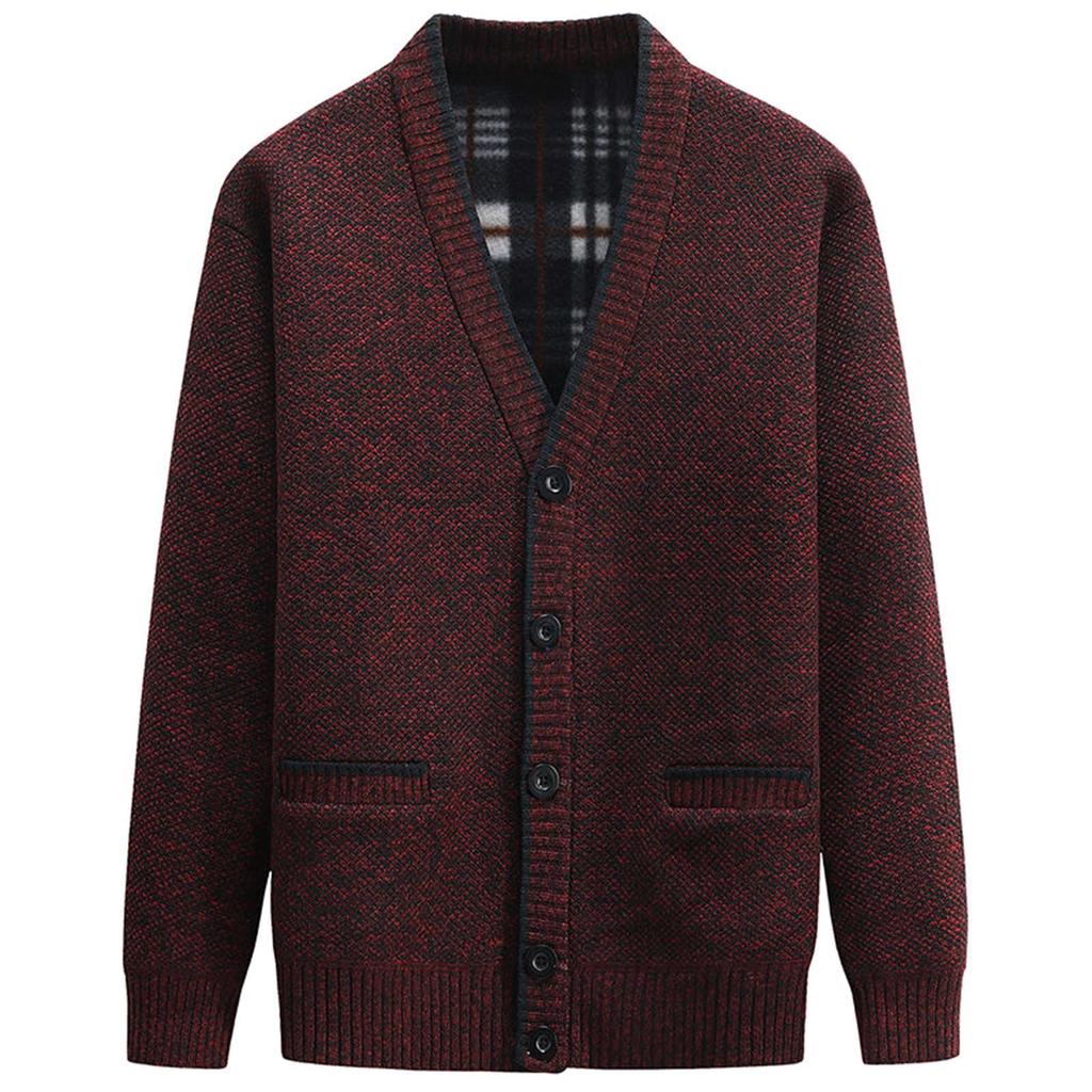 Cardigan Sweaters For Men Casual Shawl Long Sleeve Plush Thickening V-neck Knited Sweaters