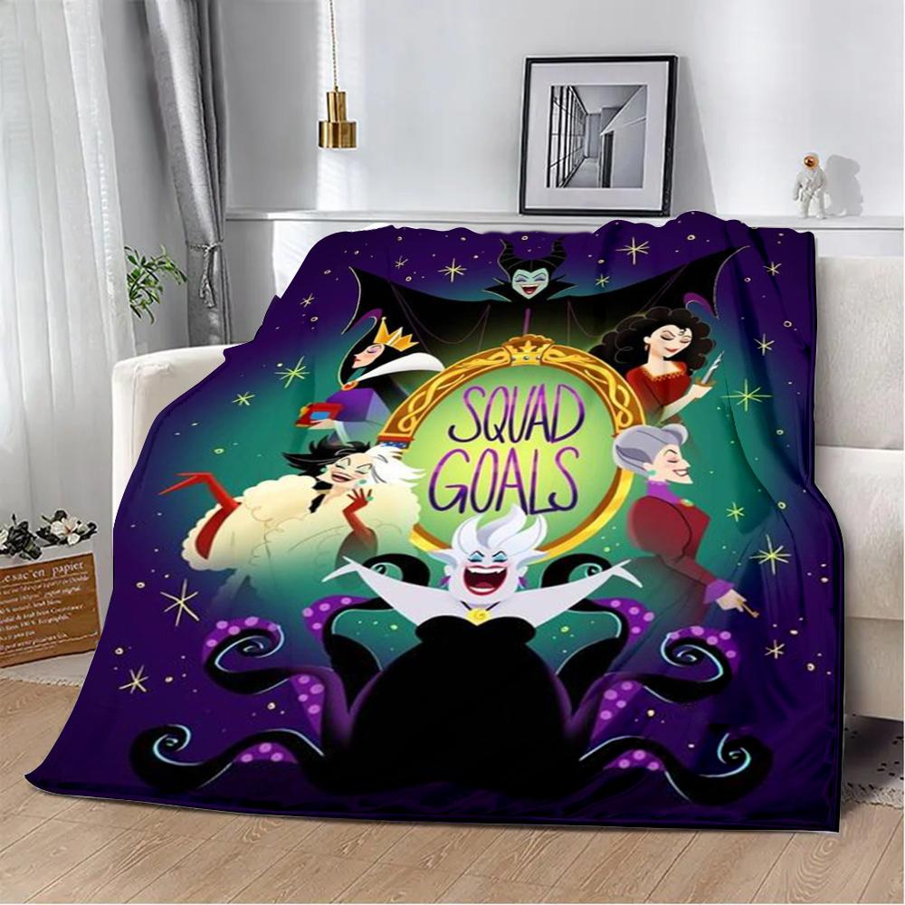 Cartoon Printed Blanket Picnic Blankets Princess Villains Queen Warm Blanket Soft and Comfortable Home Travel Birthday Gift