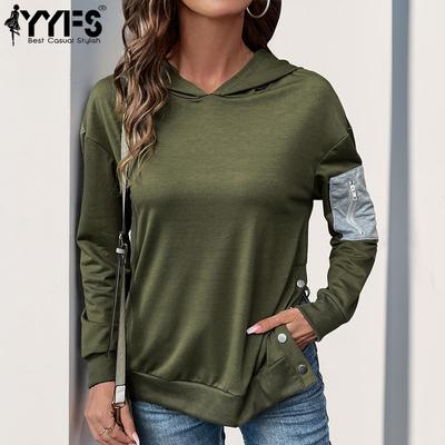 Damenmode Casual Herbst Winter Einfarbig Druck Langarm Kapuzen Hoodies & Sweatshirts