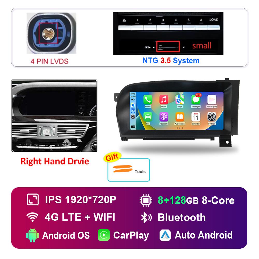 Android Car Radio Multimedia Player DSP Stereo 10.25 Inch Right Hand Drvie for Benz S W221 W216 2005 - 2013 NTG 3.0 3.5 System