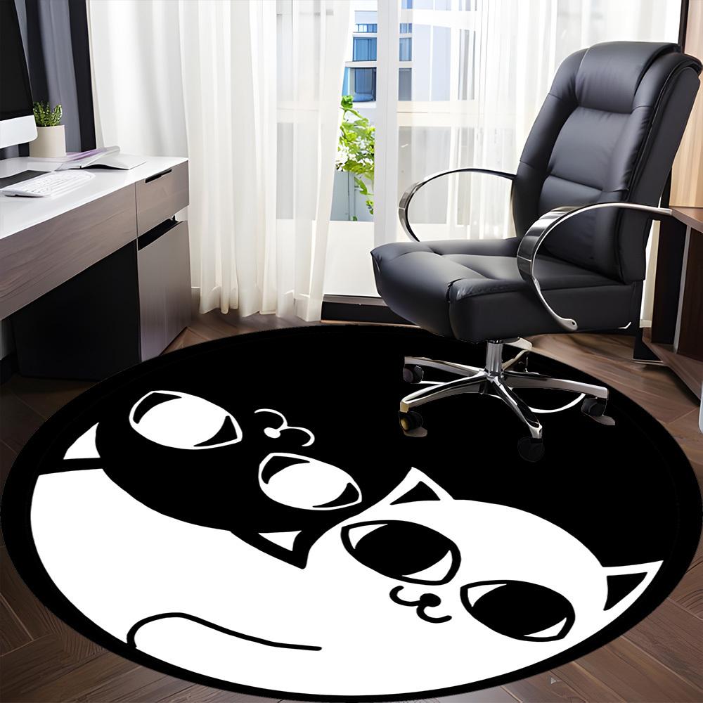 1pc Kittens Cats Office Round Area Rug, Under Office Chairs Bedroom Living Room Home Decor, Room Deco, Available In Various Sizes