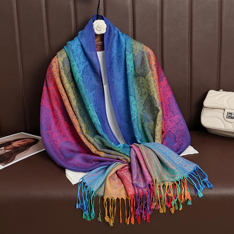 Luxury Brand Cashmere Women Scarf Printed Winter Warm Shawl and Wraps Pashmina Bandana Long Jacquard Paisley Female Foulard