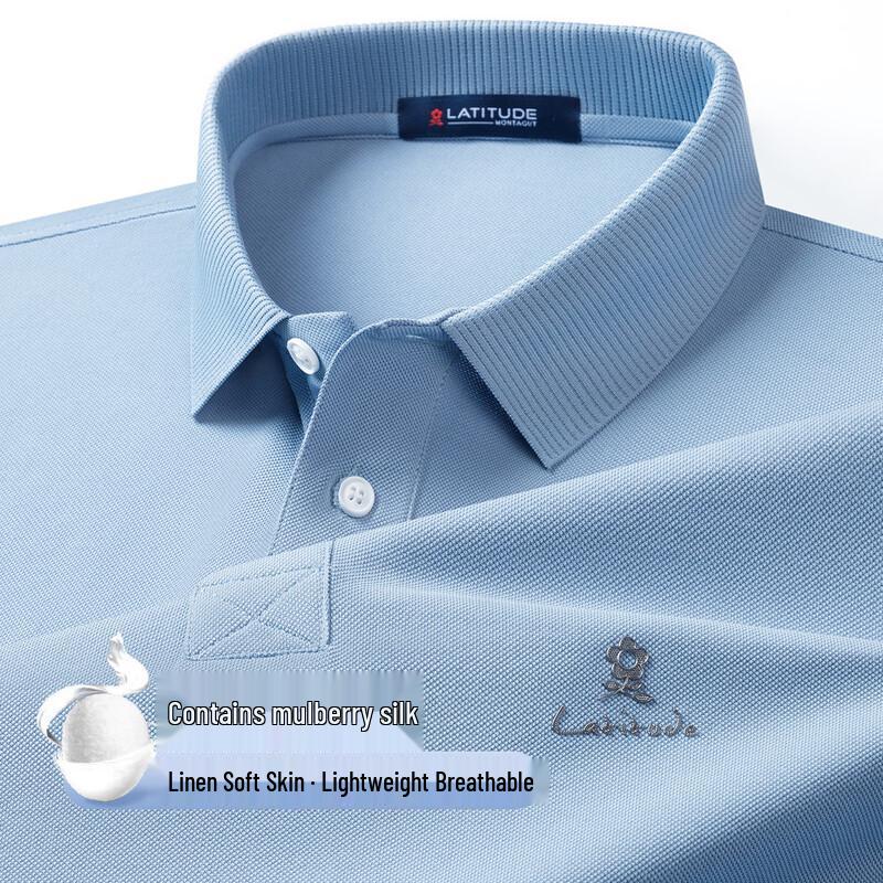 MONTAGUT Men s Cotton Silk Blend Polo Shirt 50