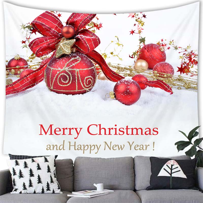 Merry Christmas Ball Print Tapestry Home Decoration Tapestry Living Room Room Wall Decoration Background