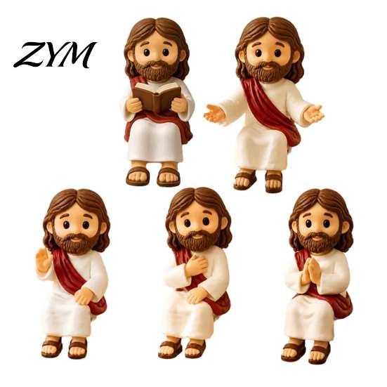 Handcrafted Resin Home Decor Cute Praying Jesus Figurine, Blessing Character Desktop Statue, Special Gifts for Further Education Religious Collectible