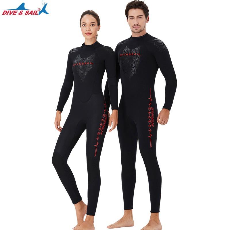Diving Suit Women's 3MM One-piece Warm Surfing Long-sleeved Men's Cold-proof Thick Snorkeling Swimming Pants