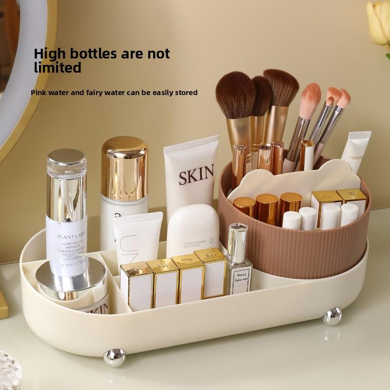 Desktop Rotating Makeup Brush Storage Cylinder, Cosmetic Storage Box, Shelf, Dressing Table Opening Lipstick Holder