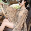 Thin Print Sunscreen Shawl Women Summer Uv Protection Riding Sunscreen Cloak Lady Poncho Capes Black