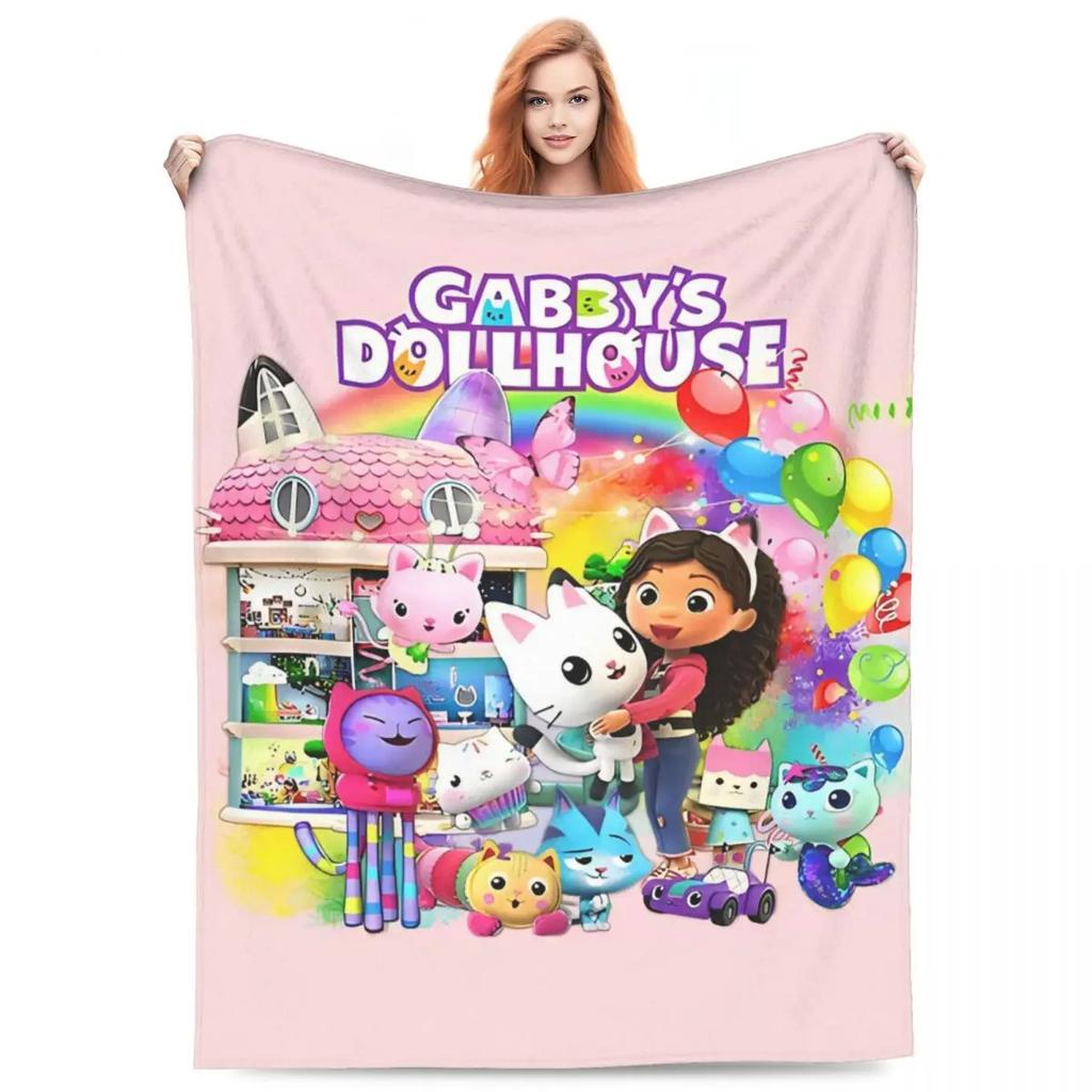 Cute G-Gabbys Girl Dollhouse Blankets Fleece Spring/Autumn Magic House Breathable Soft Throw Blanket for Bed Couch Rug Piece