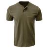 Men's Solid Short Sleeve Henley Shirts Casual Basic Tops Summer Button Sports T-Shirts With Pocket Male Athletic Workout Moisture Wicking Tee Shirts