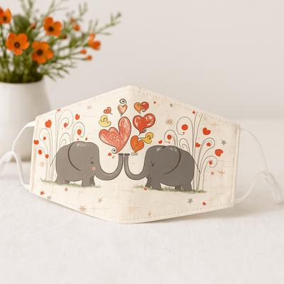 Cloth Face Mask With Filter, Elephant Print Adult