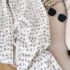 Spring/Summer Korean Style High Waist Floral White Wide-Leg Denim Pants for Women
