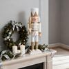 10" Nutcracker Figurines Wooden Christmas Nutcracker Soldier Ornament Standing Nutcracker Figure for Fireplace Shelf Tabletop Decor