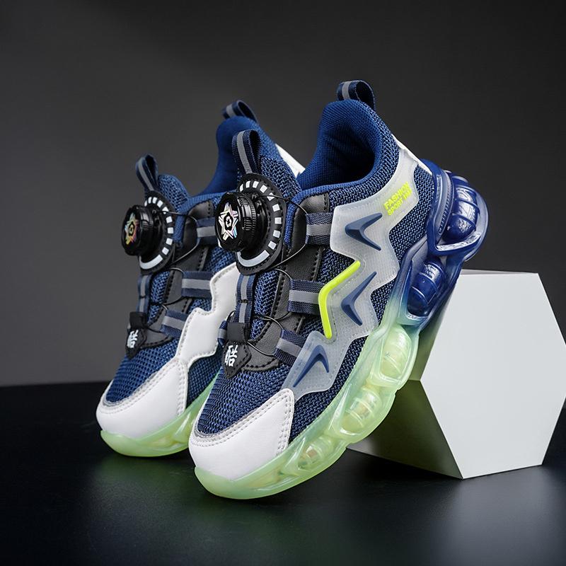 Fashion New Children's Casual Shoes Breathable Mesh PU Leather School Sports Shoes Lightweight Fashionable Wear-Resistant Running Shoes