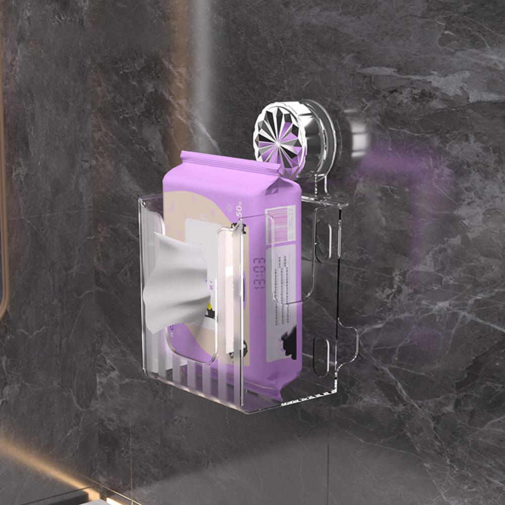 U-shaped Opening Tissue Container Transparent Suction Cup Wall Mount Wipes Storage Box Strong Load-bearing Bathroom Dispenser