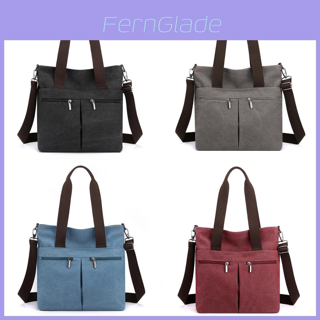 Canvas Tote Bag For Women With Zipper Pockets Urban Minimalist Fashion Accessory