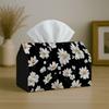 1pc Party Tissue Box,Modern Daisy Pattern,Multifunctional Tissue Holder,Black Background White Flower Repeat,Outdoor Party Supplies, Everyday Desktop 