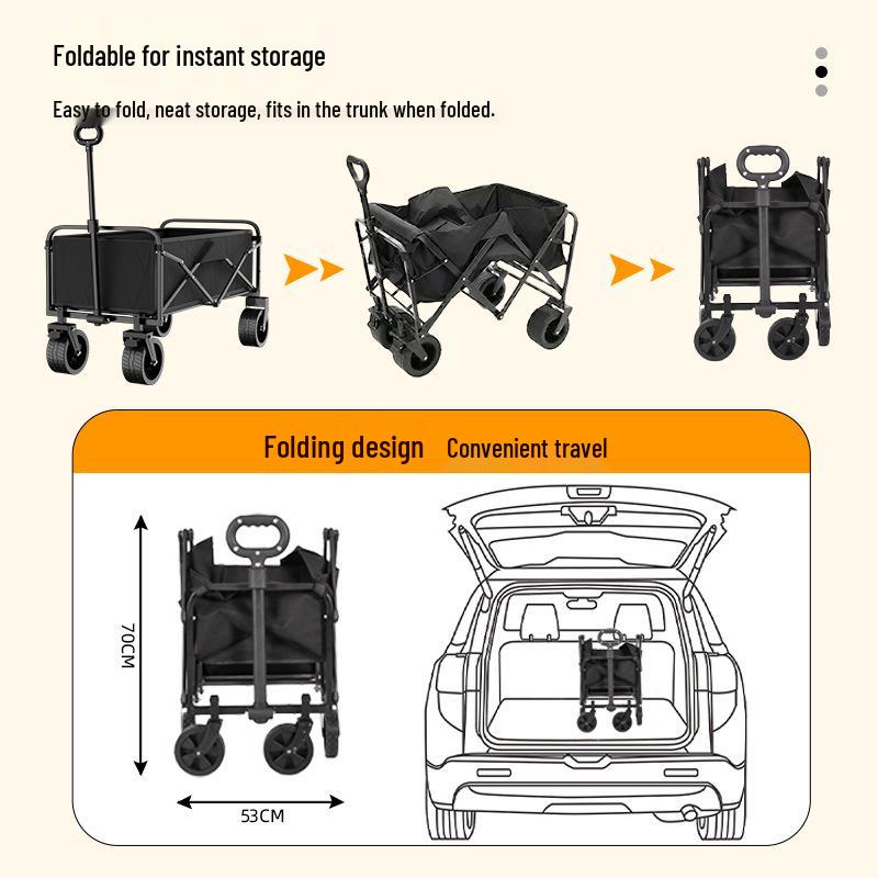 Portable Folding Camping Hand Cart with Pull Rod for Outdoor Use
