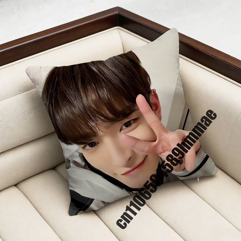 For A-Ateez K-Kim Hong Joong Throw Pillow Case Sham 45X45Cm 40X40Cm Square Car Pillowcase Pad Cushion Cover