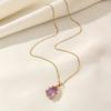 Fashion Drop Shape Zirconia Pendant Necklaces for Women Sparkling Golden Stainless Steel Necklace Jewelry