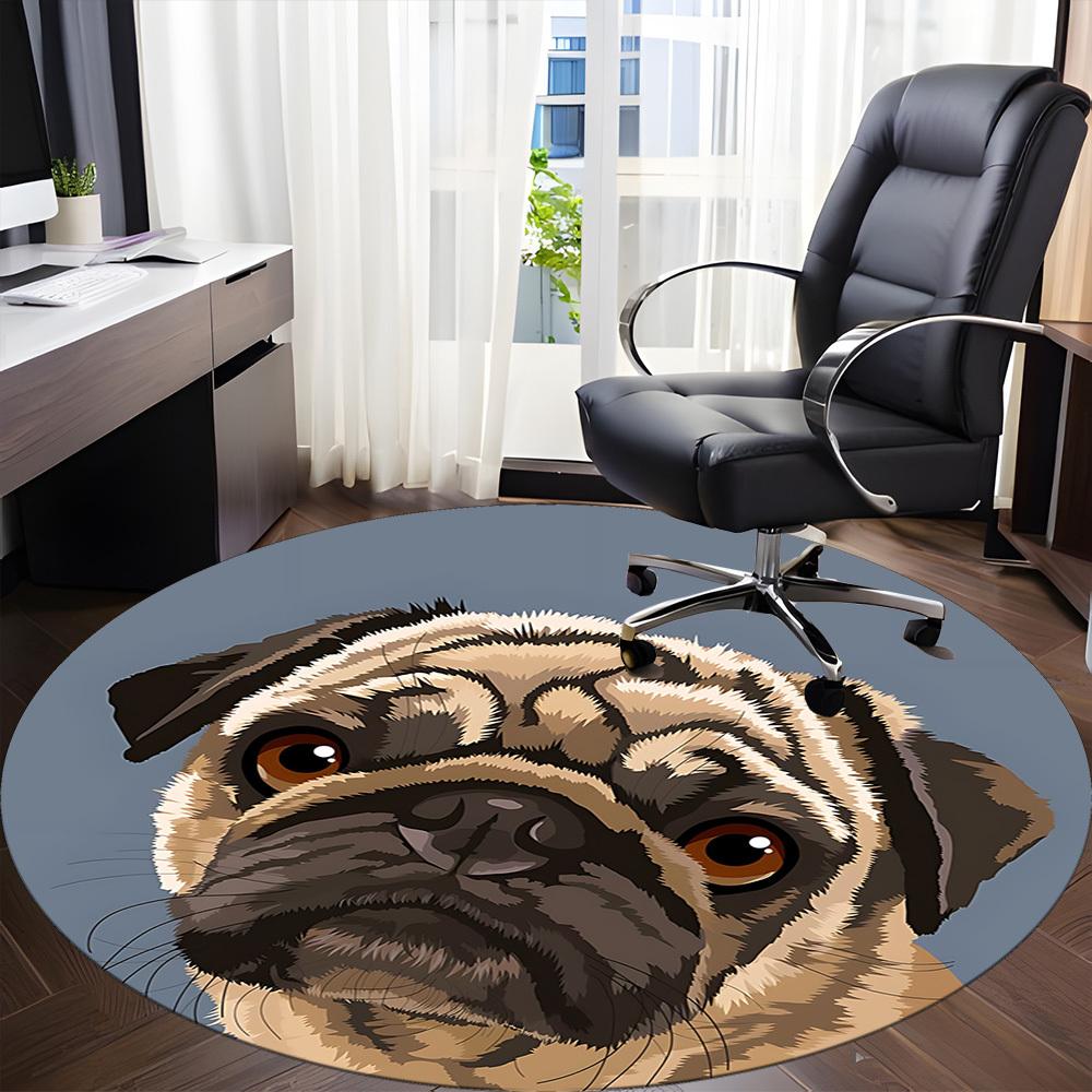 1pc Pug Portrait Chair Carpet for Office - Durable, Ideal for Chair Mats, Stylish & Functional Decorative Rug yy260203019
