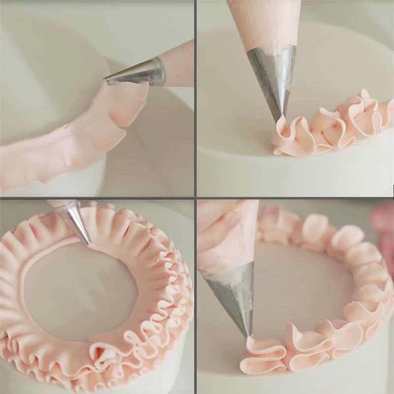 Korean Style 7-Piece Ruffle Piping Tips Set - 304 Stainless Steel Cake Decorating Kit