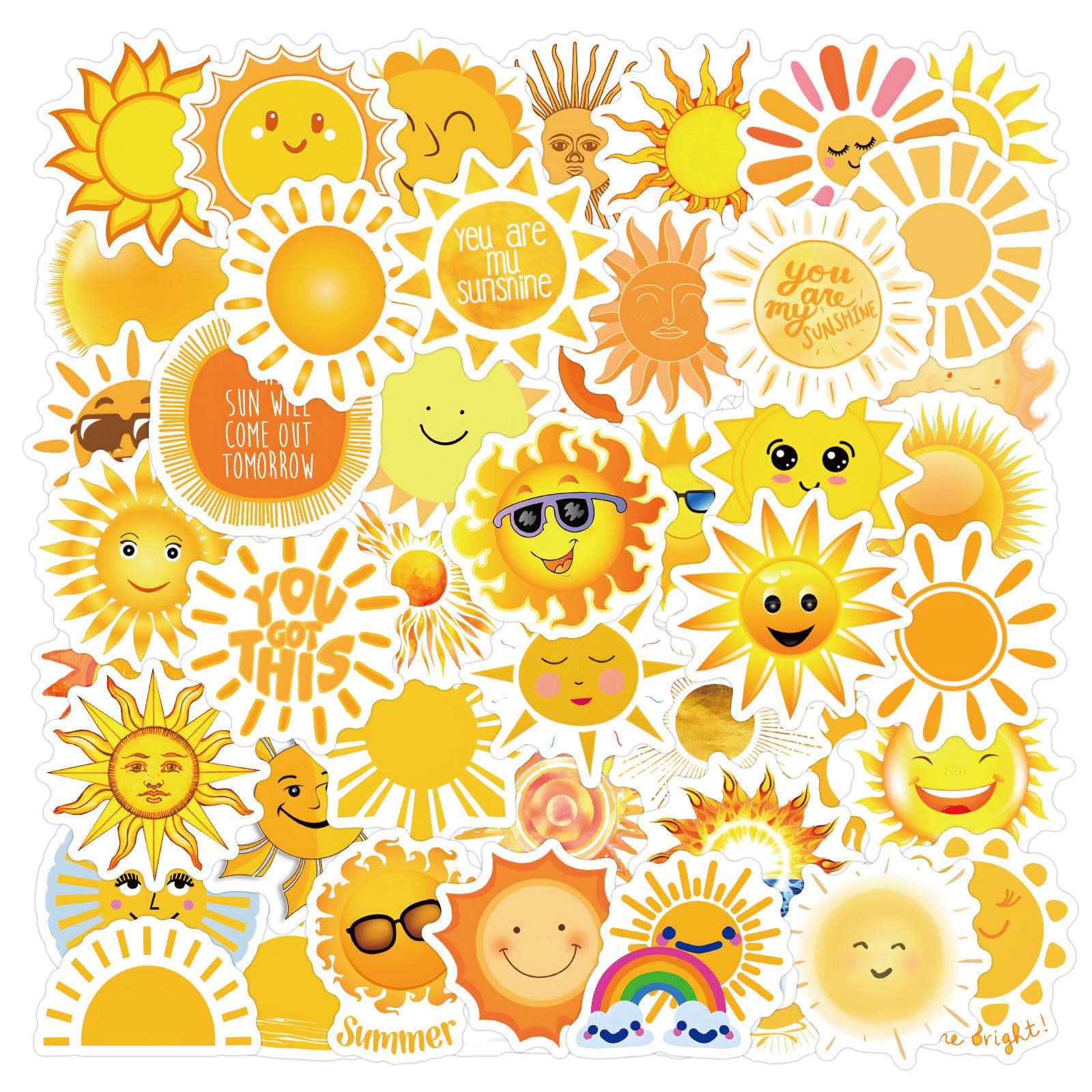 60 Sheets Sunshine Cartoon Graffiti Stickers for Laptops & Suitcases