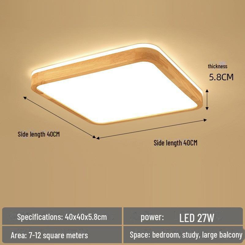 Nordic Modern Wooden Ceiling Lamp - Full Spectrum, Smart Rectangular Light for Living Room, Bedroom or Study