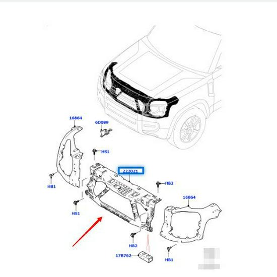 LR132180 Radiator Support Frame for 2020 Land Rover Defender
