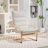 Living room armchair modern leisure armchair bedroom armchair with curved armrests, cushions, 67 x 83 x 105 cm, cream