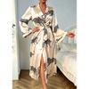 Women's pajamas, sexy V-neck leopard print nightgown, European and American style loungewear set