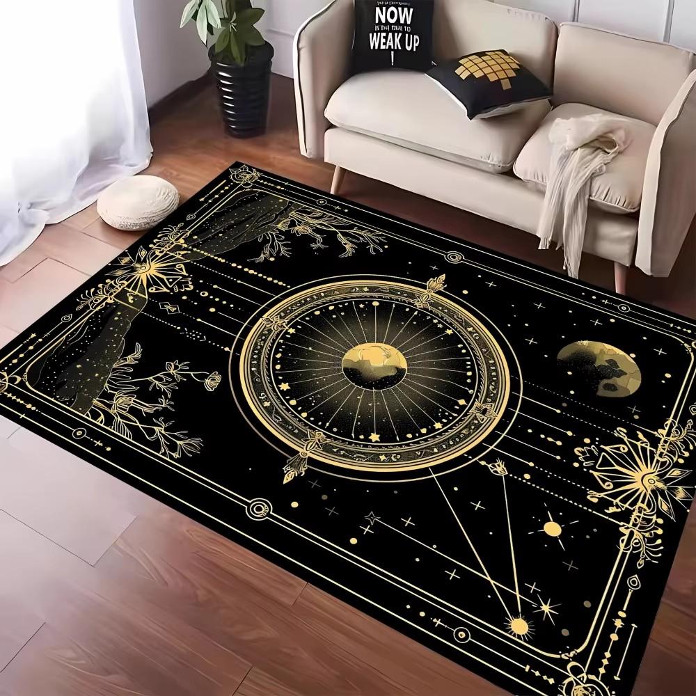 Mystical Tarot Inspired Carpet Featuring Star Moon and Sun Designs Anti-slip Floor Mat for Living Room Bedroom Decor Doormat