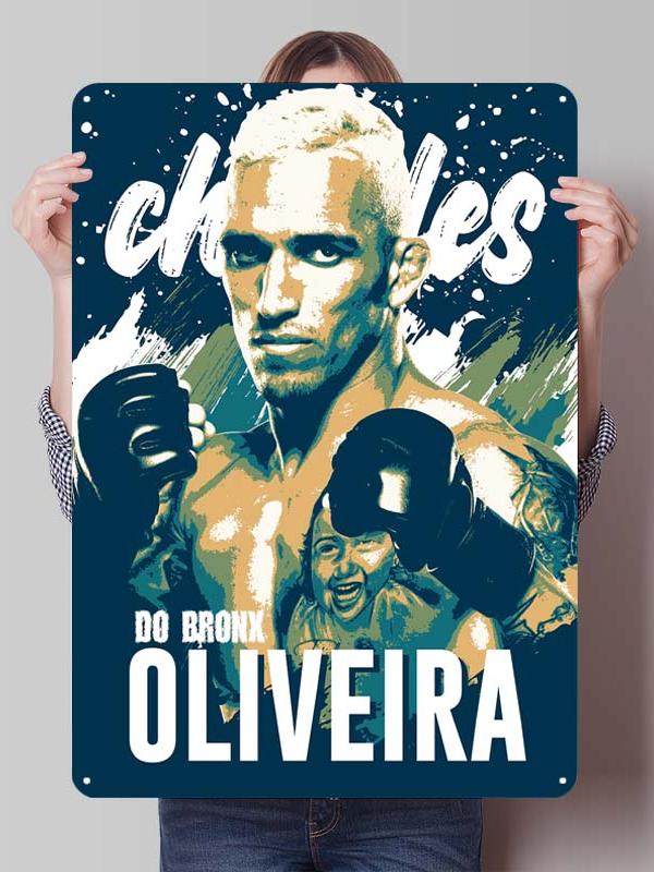Charles Oliveira Boxer Metallschilder Gaming Zimmer Dekoration Benutzerdefiniertes Boxposter Blechschilder für Wandkunst Dekor Vintage Metallplatte