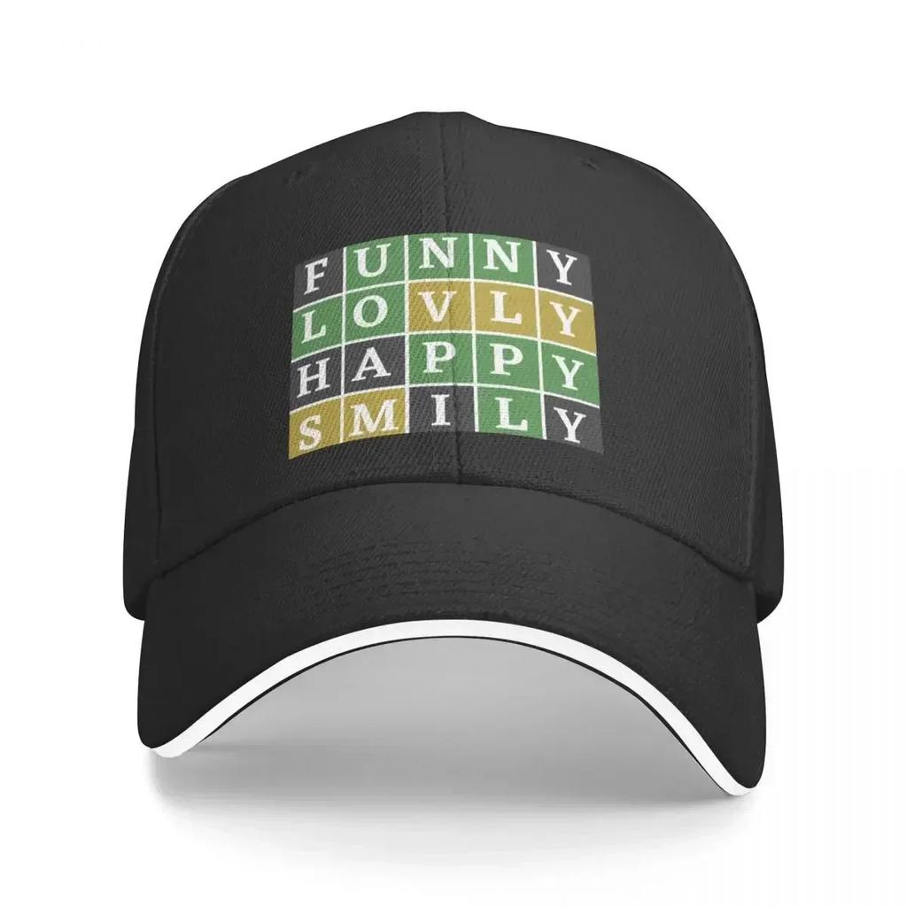 Learn happiness through Wordle Puzzle Game Enjoy Lovly Happy Smily Baseball Cap Sports Cap For Girls Unisexs