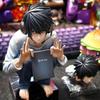 Death Note L Lawliet Figure, Crouching Pose, 2 Interchangeable Heads & Hands, Collectible PVC Statue, Desktop Decor Gift