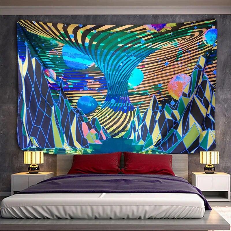 Dark Academic Room Decor Sunset Fluorescent Tapestry Psychedelic Mushroom  Witch Aesthetics Boho  Home