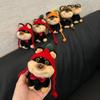 Cute Bee Puppy Bag Pendant With Hat Dog Doll Keychain Simple Plush Puppy Key Ring Bag Pendant