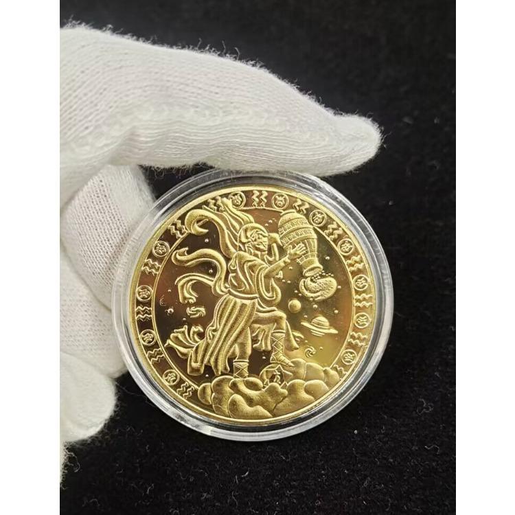 Dwanaście pamiątkowych medali konstelacji Złote monety Wróżka Zębówka 12 rękodzieła zodiaku Monety europejskie i amerykańskie Monety konstelacji Szczęśliwego Strażnika
