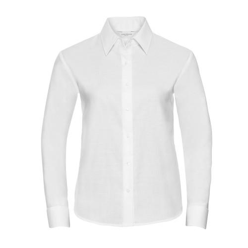 Russell Collection Camisa Oxford de manga larga para mujer XL blanco