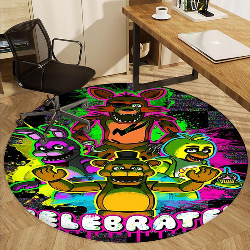 Five Nights at Freddy's Pattern Round Rug, Indoor/Outdoor Mat, for Picnic, Gameroom, Bedroom, Office, Living Room, Home Decor Carpet, Birthday Gift