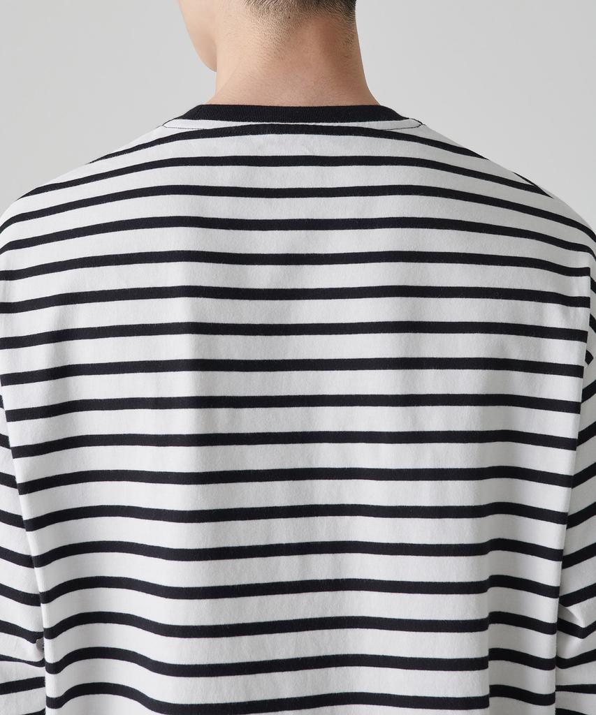 MUSINSA STANDARD Breton Stripe Relaxed Long Sleeve T-Shirt [White/Black]