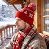 Рождественские Фото Реквизиты для Семьи Вязаная Шапка Санты для Взрослых, Узор Елки и Снежинки, Праздничная Зимняя Мода, Помпон с Помпоном, Теплая Вязаная Крючком Шапка Мужская Женская Вязаная