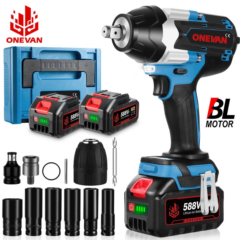 ONEVAN Torque Brushless Electric Impact Wrench 1/2 inch Screwdriver Cordless Wrench Power Tools For Makita 18V Battery