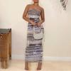7914DG Nazada Womens Printed Distressed Bodycon Dress Sexy Strapless Slim Fit Long